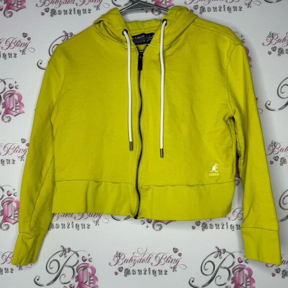 Kangol sweater zip up lime green yellow hoodie zipper cute luxe comfy lounge - Picture 1 of 8